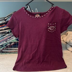 Harley-Davidson Maroon Studded Tee
